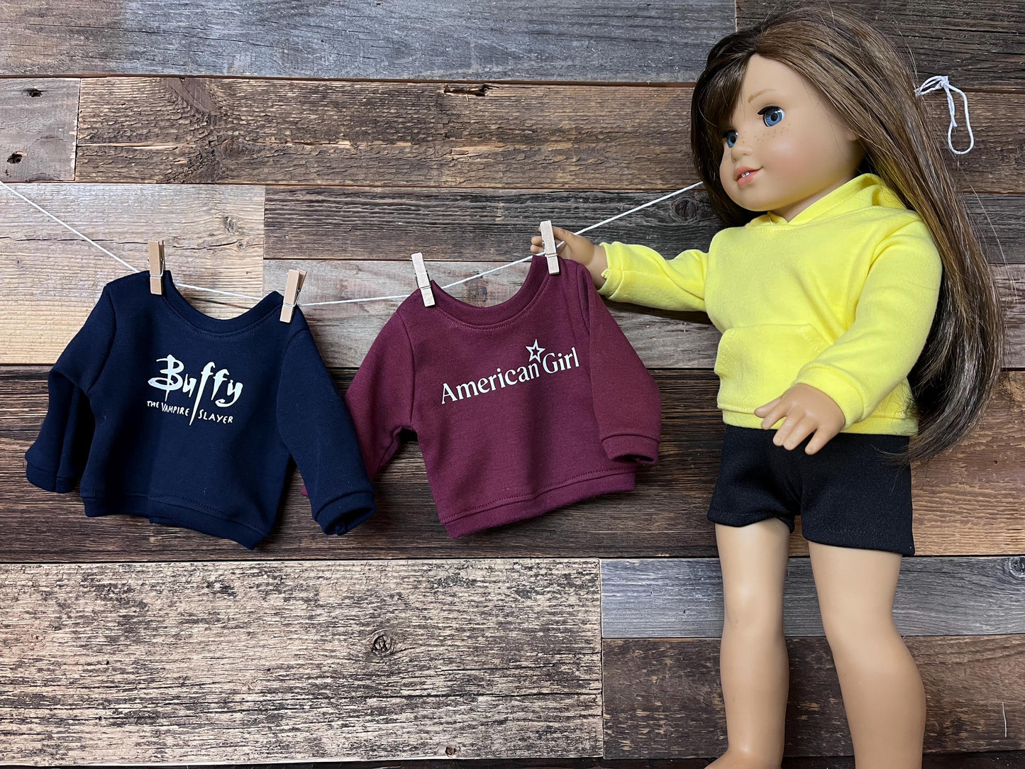 Custom Crewneck Sweatshirt FITS American Girl doll and other 18 inch dolls Party favor for girls
