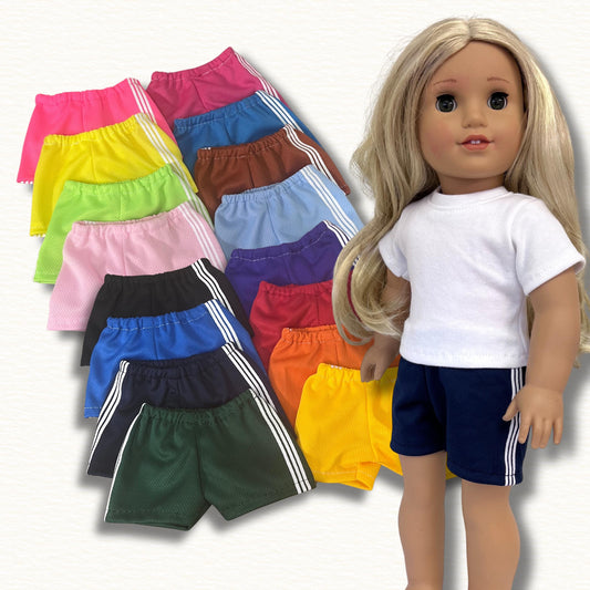 Handmade 18 Inch Doll Gym Shorts fits American Girl Doll Soccer Shorts Fits Boy or Girl Dolls Gender Neutral Gift for Kids