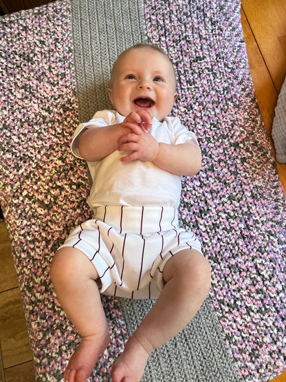 Embroidered Rookie Baseball Onesie with Pinstripe Diaper Cover Baby Baseball Outfit
