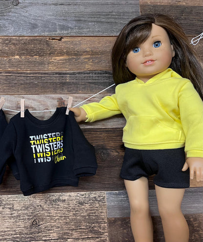 Custom Cheer Crewneck Sweatshirt FITS American Girl doll and other 18 inch dolls Custom Team Gear