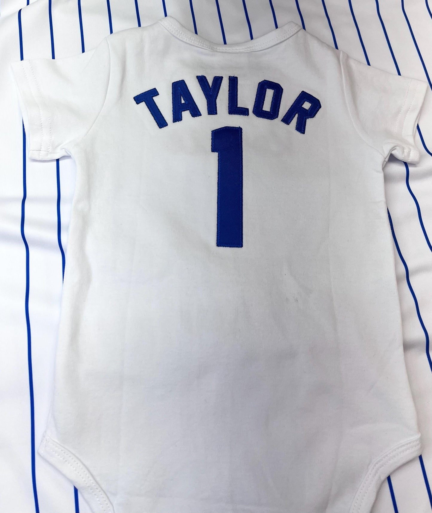 Embroidered Rookie Baseball Onesie with Pinstripe Diaper Cover Baby Baseball Outfit