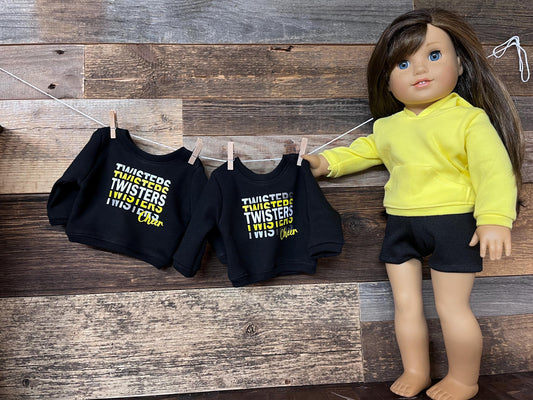 Custom Cheer Crewneck Sweatshirt FITS American Girl doll and other 18 inch dolls Custom Team Gear