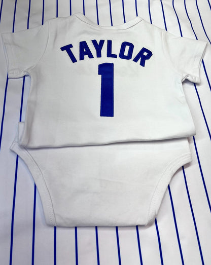 Embroidered Rookie Baseball Onesie with Pinstripe Diaper Cover Baby Baseball Outfit
