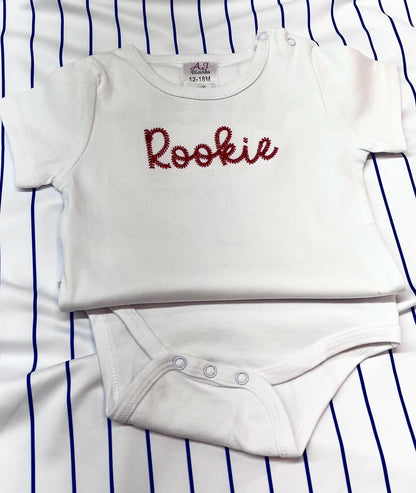Embroidered Rookie Baseball Onesie with Pinstripe Diaper Cover Baby Baseball Outfit