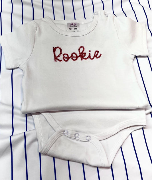 Embroidered Rookie Baseball Onesie with Pinstripe Diaper Cover Baby Baseball Outfit