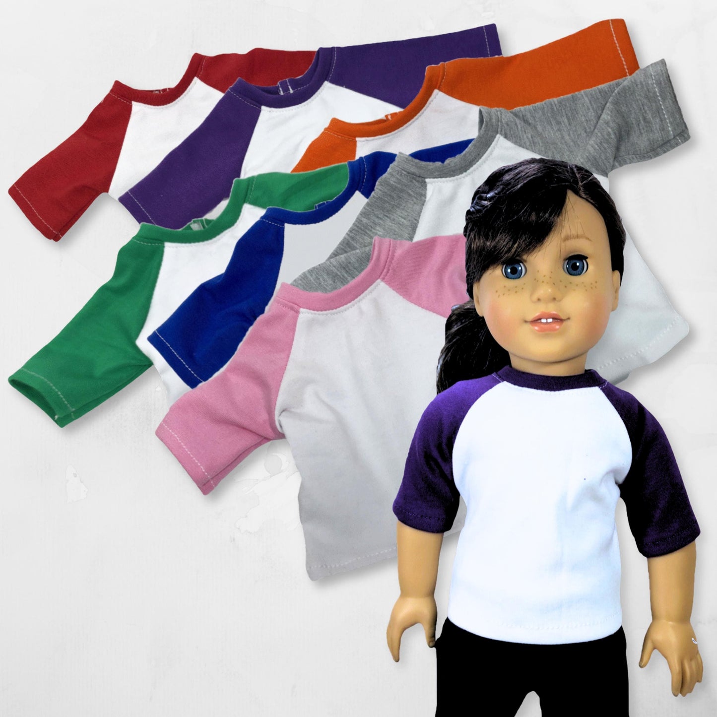 Raglan doll t-shirt fits 18 inch doll Birthday gift for little girls FITS American Girl Dolls and most 18 inch dolls DIY project for kids