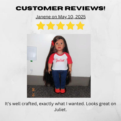 Raglan doll t-shirt fits 18 inch doll Birthday gift for little girls FITS American Girl Dolls and most 18 inch dolls DIY project for kids