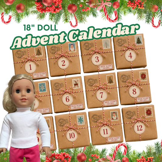 12 Day Doll Advent Calendar for 18 Inch Dolls Christmas Countdown Gift for Girls Fits American Girl Doll Clothes & Accessories Gift