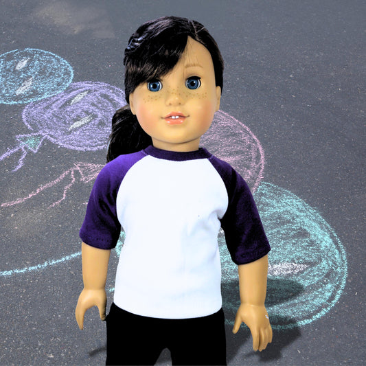 Raglan doll t-shirt fits 18 inch doll Birthday gift for little girls FITS American Girl Dolls and most 18 inch dolls DIY project for kids