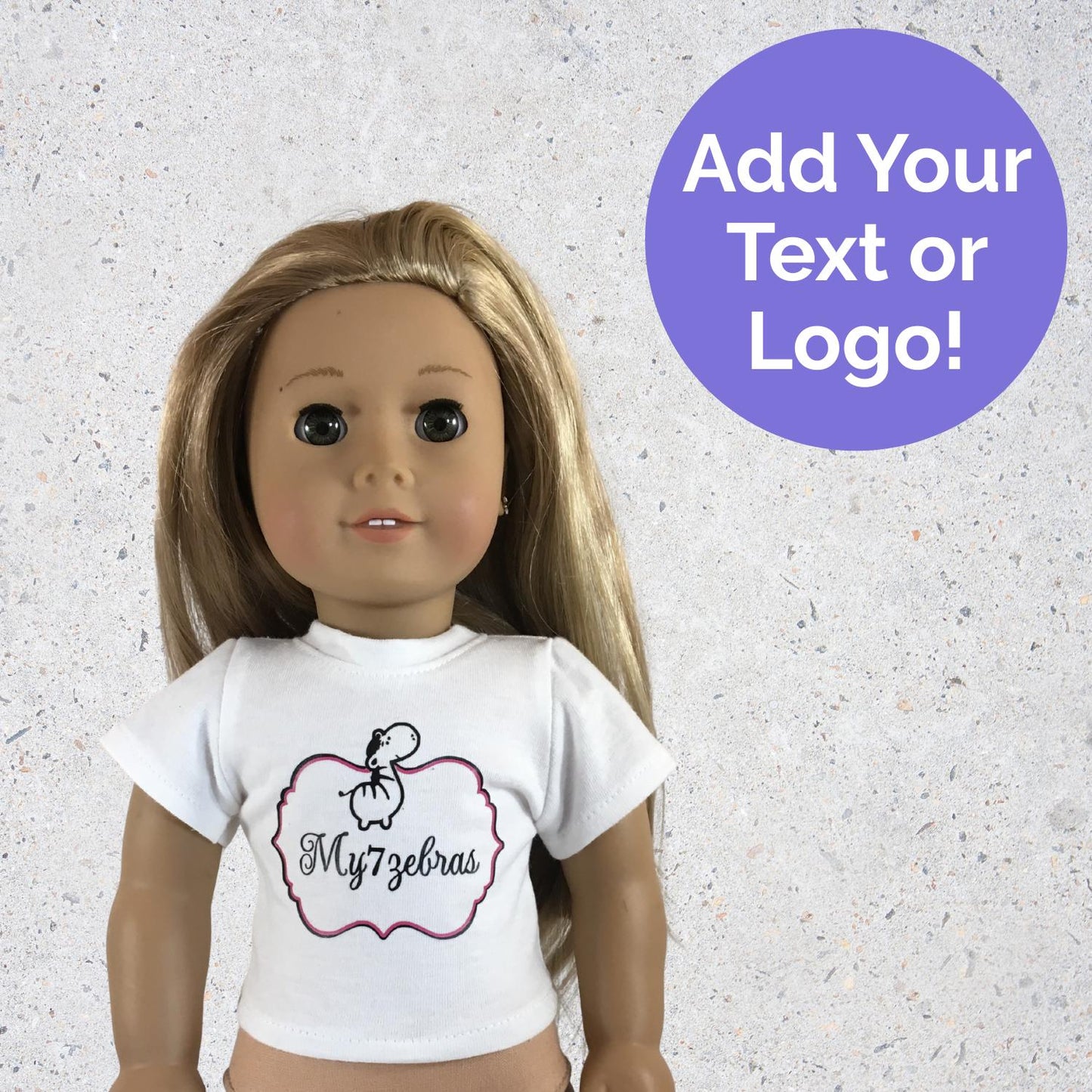 Custom Doll T-Shirt fits American Girl Dolls and other 18 inch dolls.