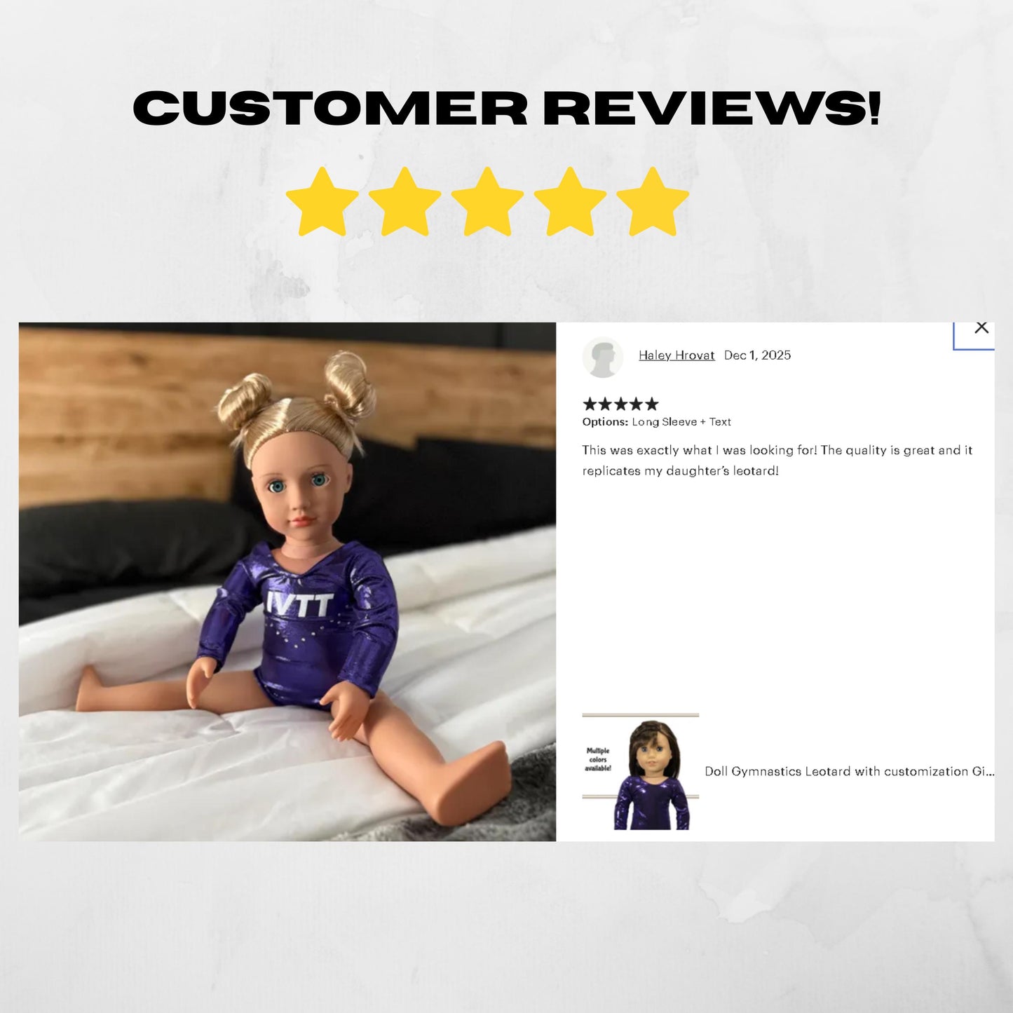 Doll Gymnastics Leotard Gift for little girls Personalized dancewear fits American Girl dolls Dance Outfit  Tumbling Set