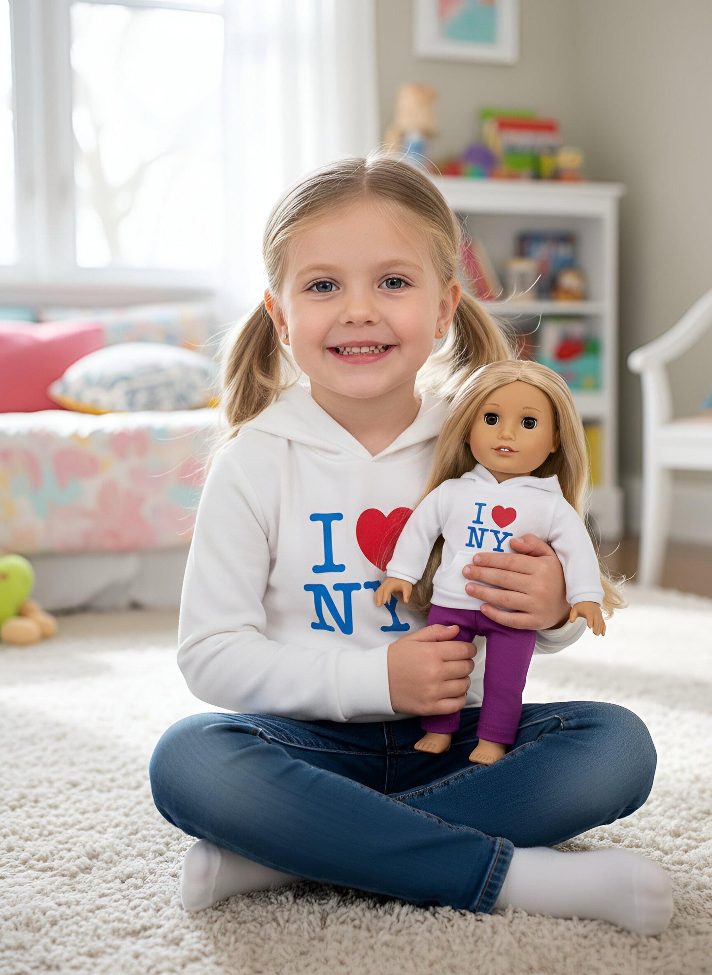 18 inch doll hoodie with custom logo Personalized doll hoodie FITS American Girl and Bitty Baby Birthday gift for girls doll Matching Hoodie