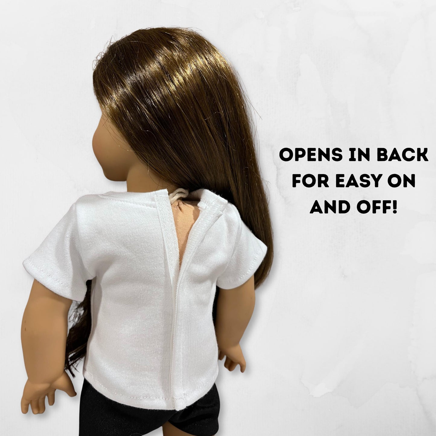 Custom Doll T-Shirt fits American Girl Dolls and other 18 inch dolls.