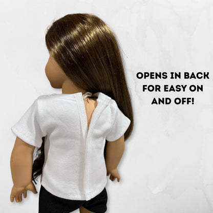 Custom Doll T-Shirt fits American Girl Dolls and other 18 inch dolls.