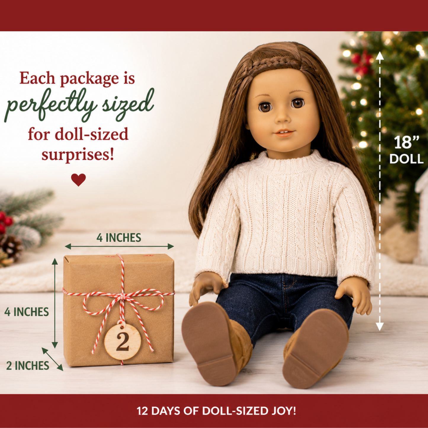 12 Day Doll Advent Calendar for 18 Inch Dolls Christmas Countdown Gift for Girls Fits American Girl Doll Clothes & Accessories Gift