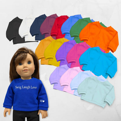 Custom Cheer Crewneck Sweatshirt FITS American Girl doll and other 18 inch dolls Custom Team Gear