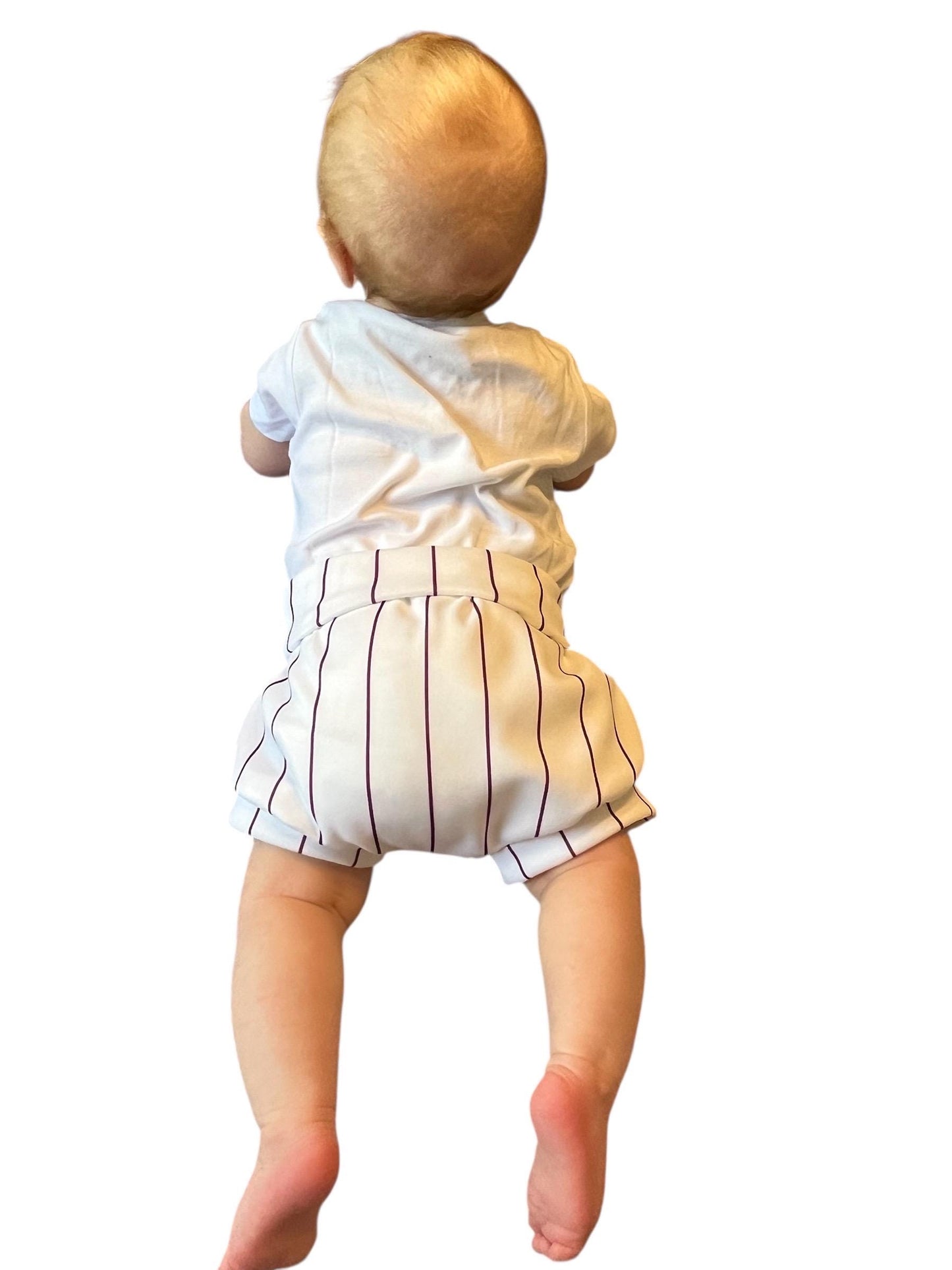 Embroidered Rookie Baseball Onesie with Pinstripe Diaper Cover Baby Baseball Outfit