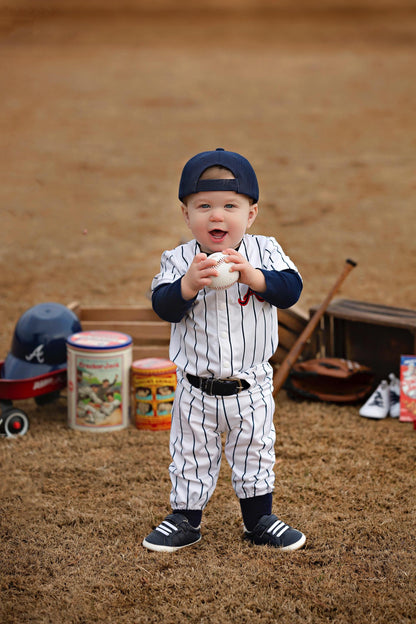 Baby Pinstripe Baseball Pants Newborn Cake Smash Outfit handmade halloween outfit baseball themed